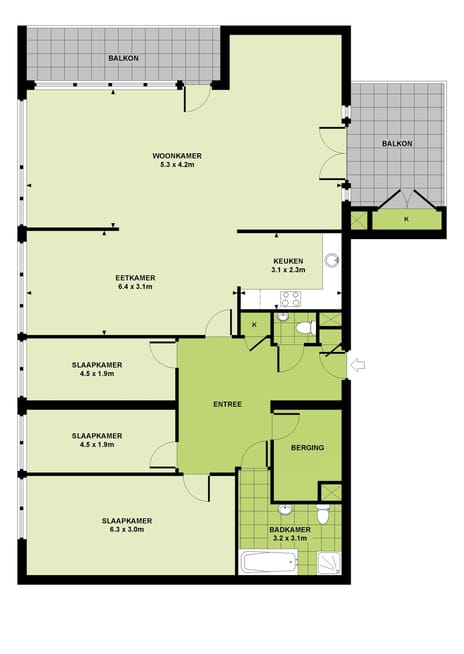 Foto van De Jonkheer - type K6 Galerijflat