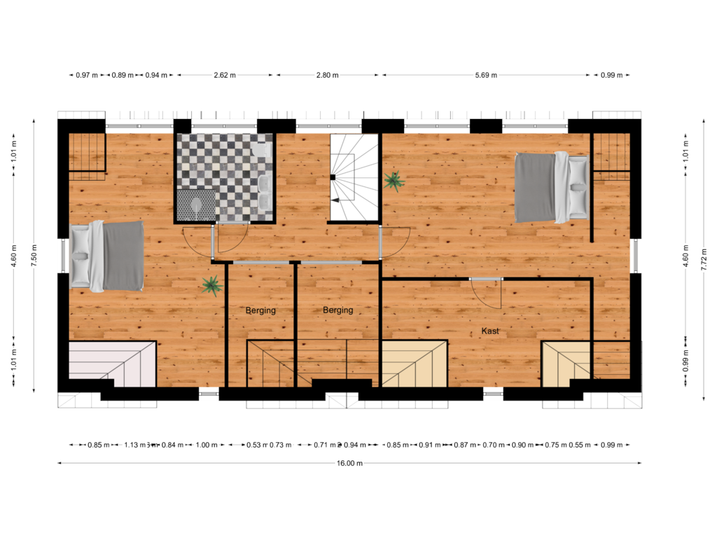 Bekijk plattegrond van Tweede verdieping van Warmoesstraat 25