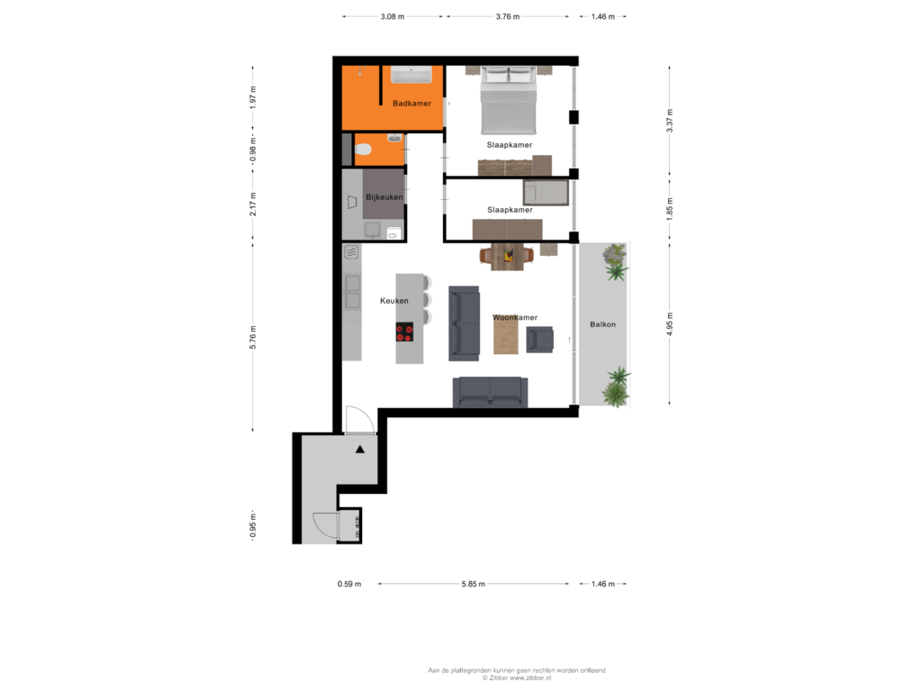 Bekijk plattegrond van APPARTEMENT TUIN van Kruidenstraat 1-D