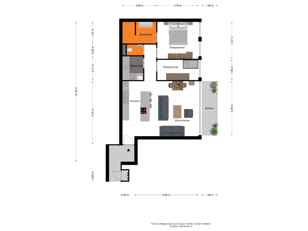 Bekijk plattegrond van APPARTEMENT van Kruidenstraat 1-D