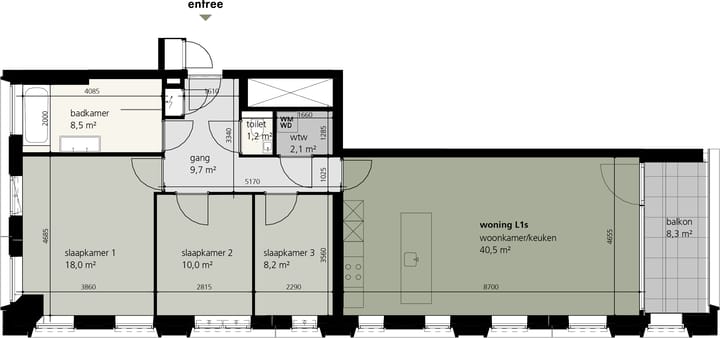 Foto van Appartement type L1s Portiekflat
