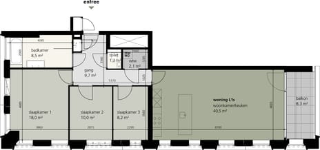 Image of Appartement type L1s Apartment with shared street entrance