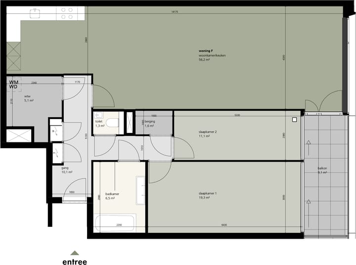 Foto van Appartement type F Portiekflat