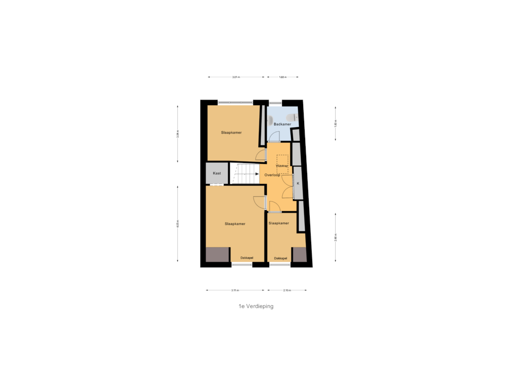 Bekijk plattegrond van 1e Verdieping van Prins Bernhardlaan 88