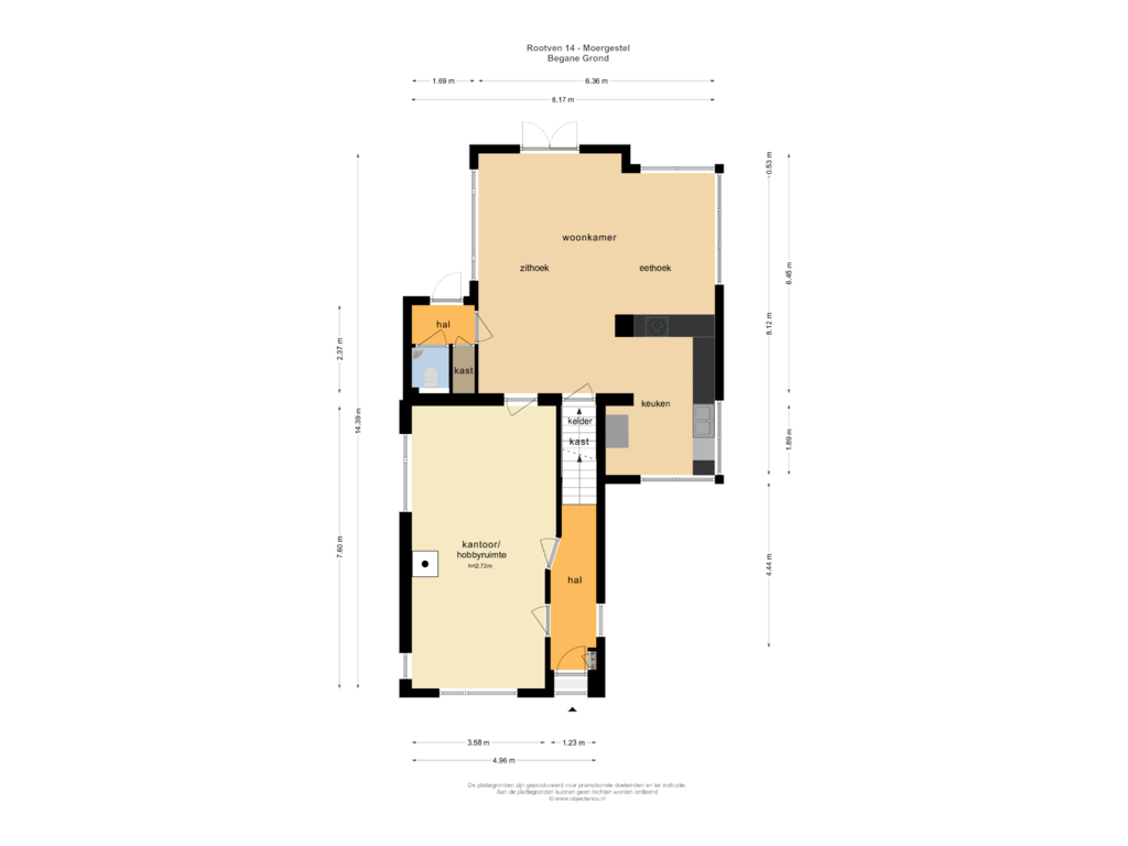 Bekijk plattegrond van BEGANE GROND van Rootven 14