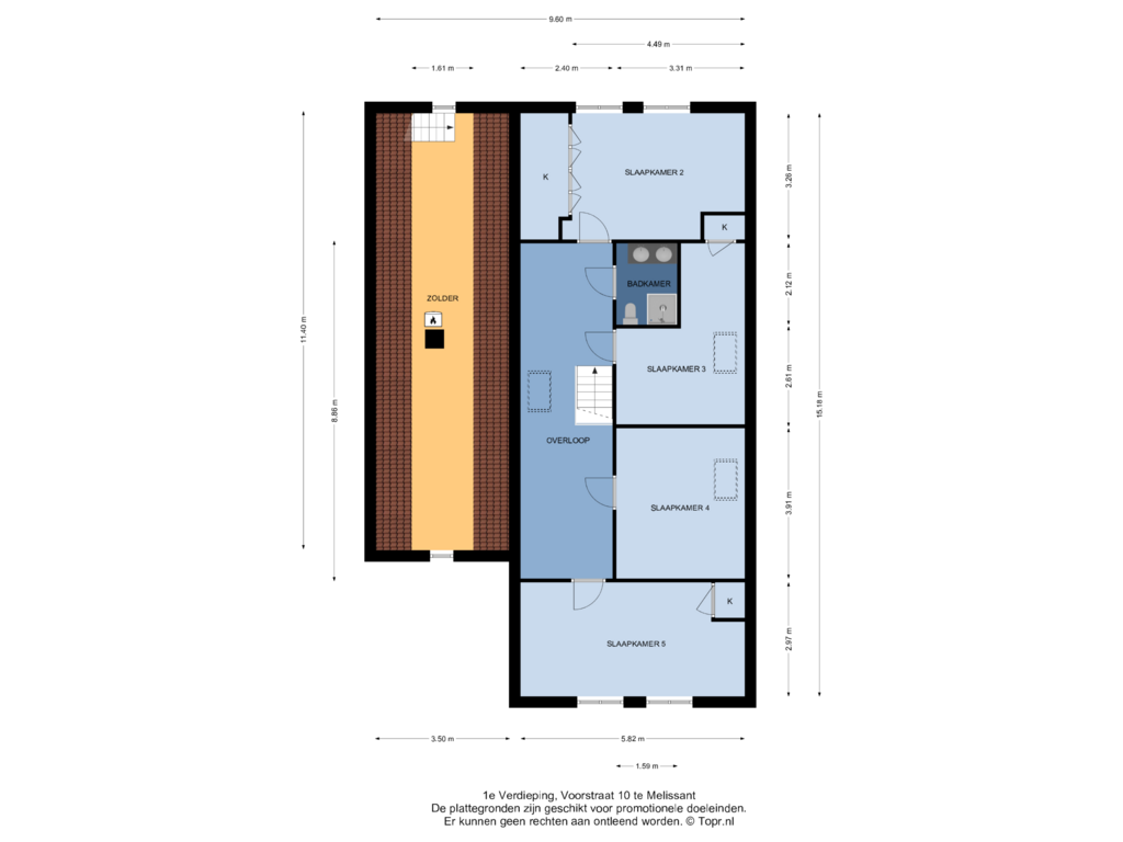 Bekijk plattegrond van 1e Verdieping van Voorstraat 10