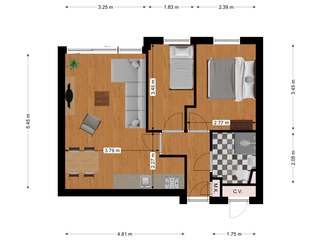 View floorplan of Appartement of Pelikaanweg 48