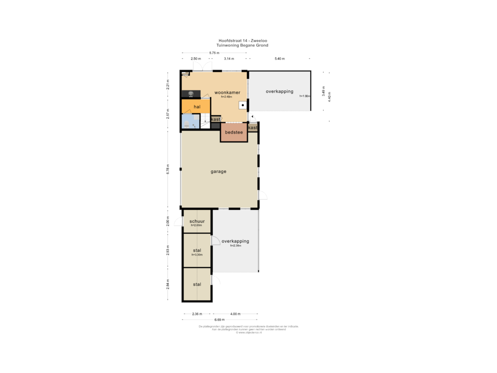 Bekijk plattegrond van TUINWONING BEGANE GROND van Hoofdstraat 14