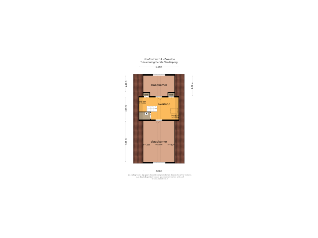 Bekijk plattegrond van TUINWONING EERSTE VERDIEPING van Hoofdstraat 14