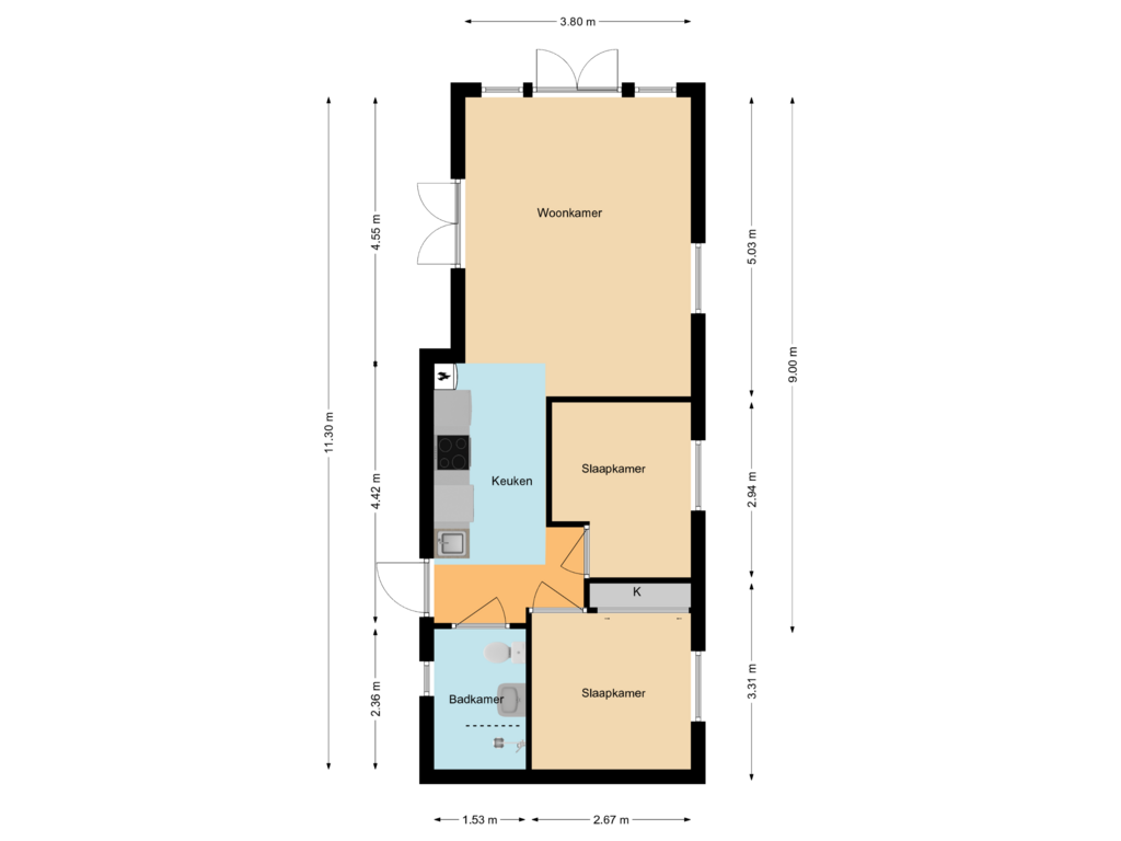 View floorplan of First floor of Zuiderdijk 1-B-42