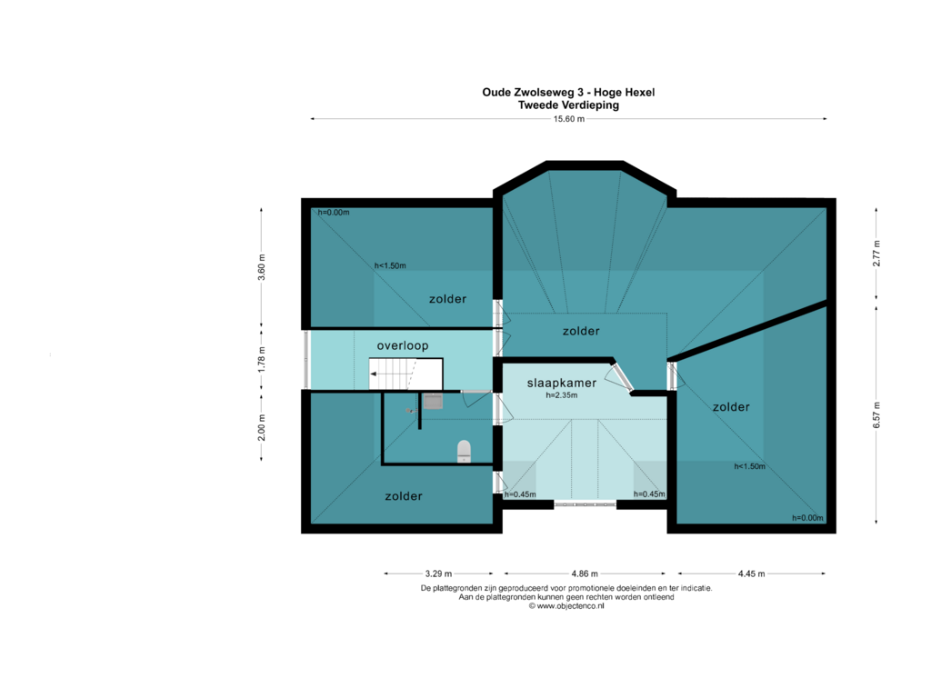 View floorplan of TWEEDE VERDIEPING of Oude Zwolseweg 3