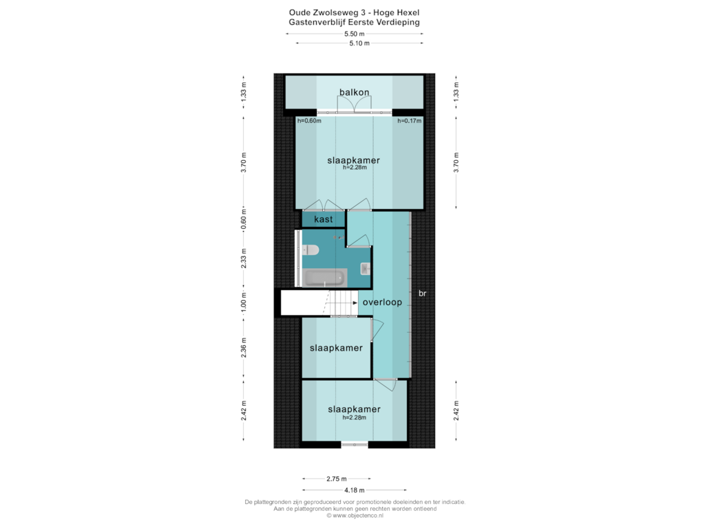 View floorplan of GASTENVERBLIJF EERSTE VERDIEPING of Oude Zwolseweg 3