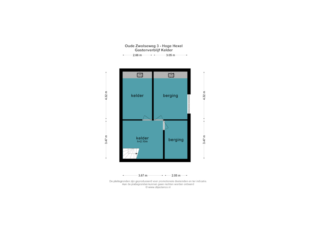 View floorplan of GASTENVERBLIJF KELDER of Oude Zwolseweg 3