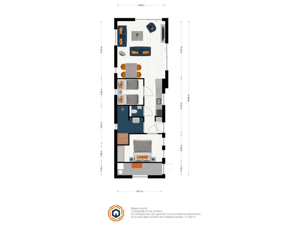 Bekijk plattegrond van begane grond van Tusselerdijk 4-ALCON