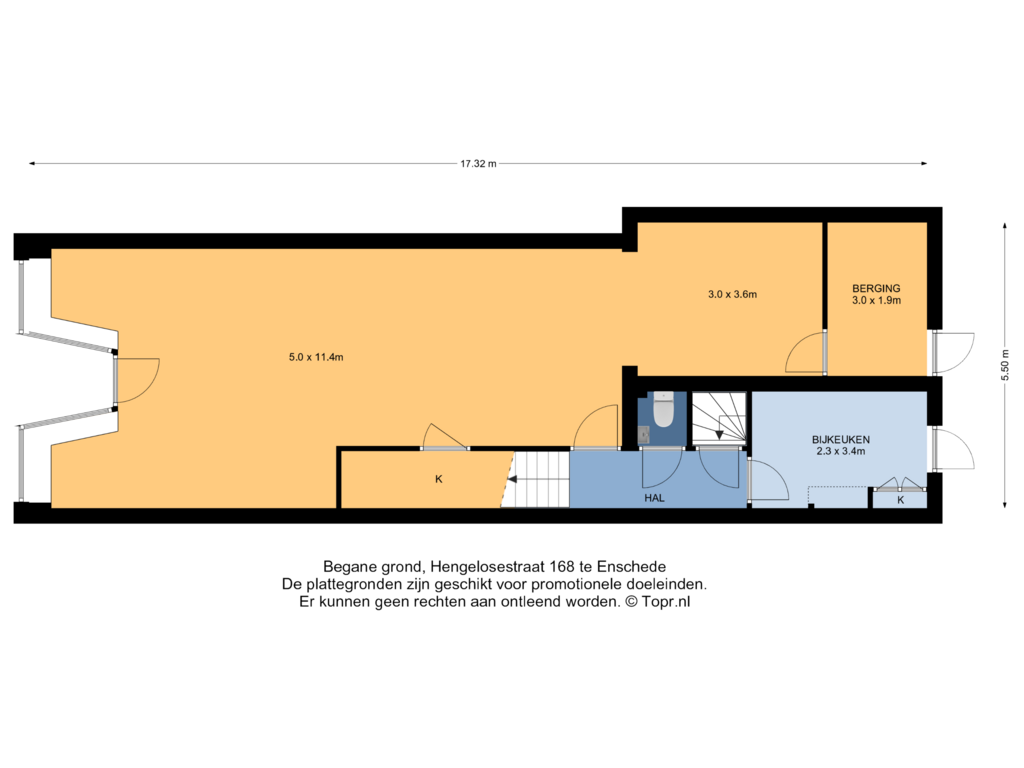 Bekijk plattegrond van Begane grond van Hengelosestraat 168