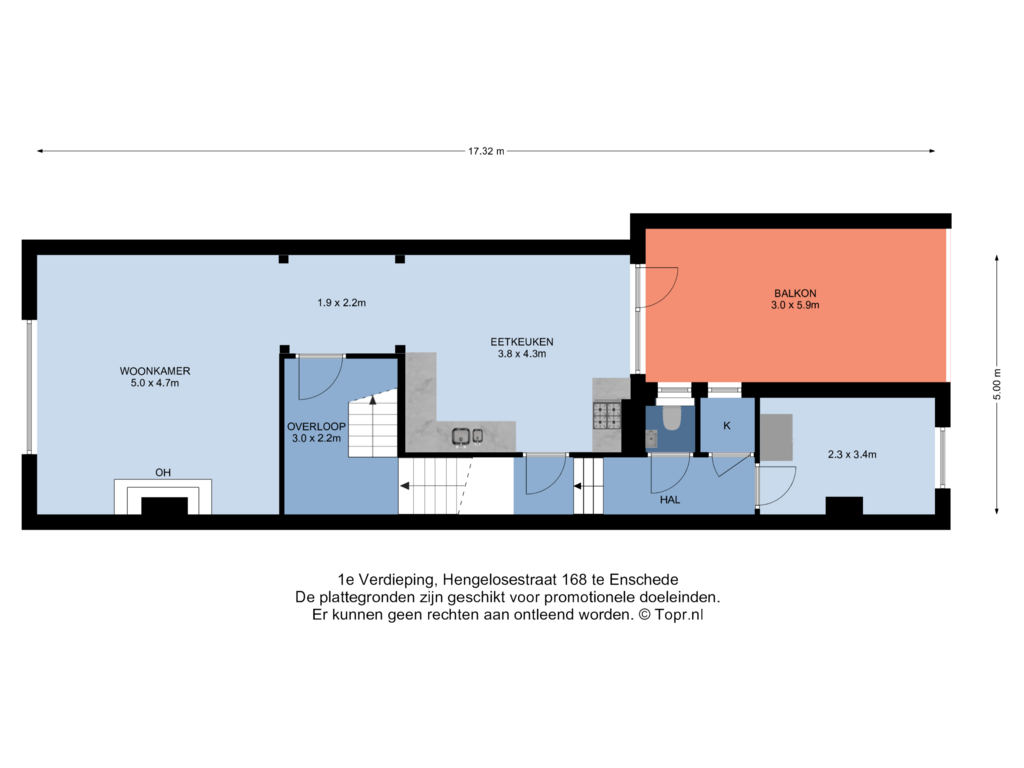 Bekijk plattegrond van 1e Verdieping van Hengelosestraat 168