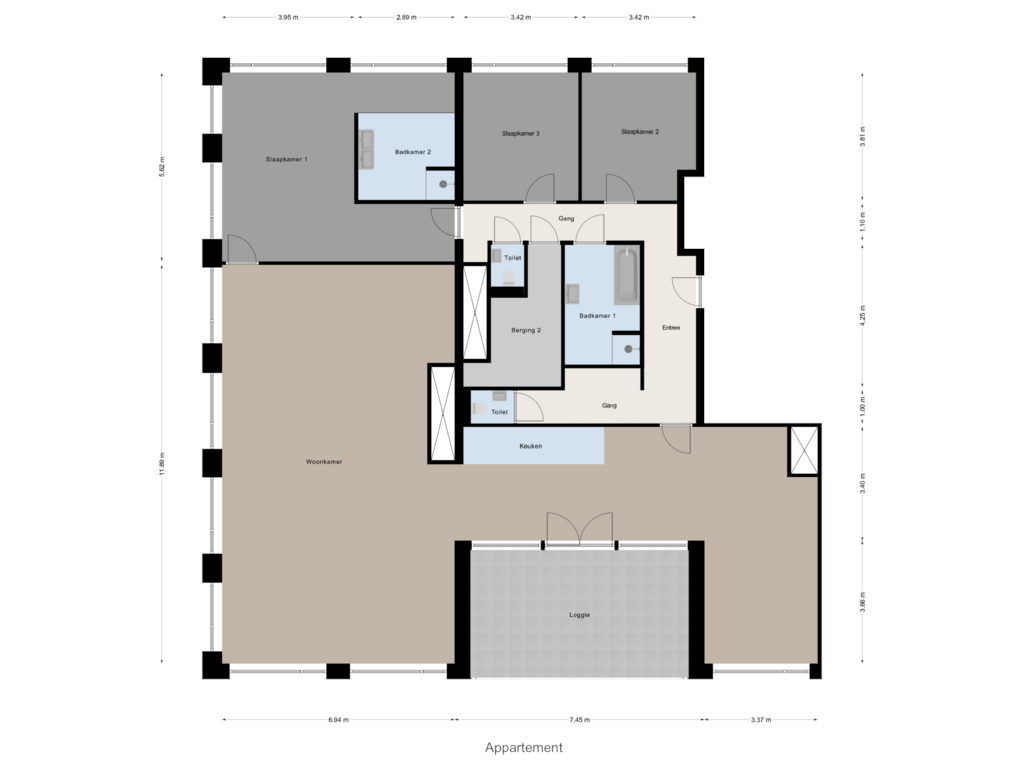 View floorplan of Appartement of Maashaven N.z. 711