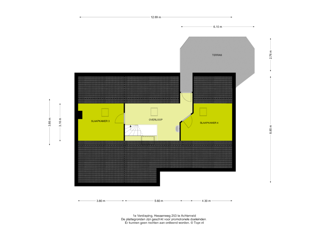 Bekijk plattegrond van 1e Verdieping van Hessenweg 253