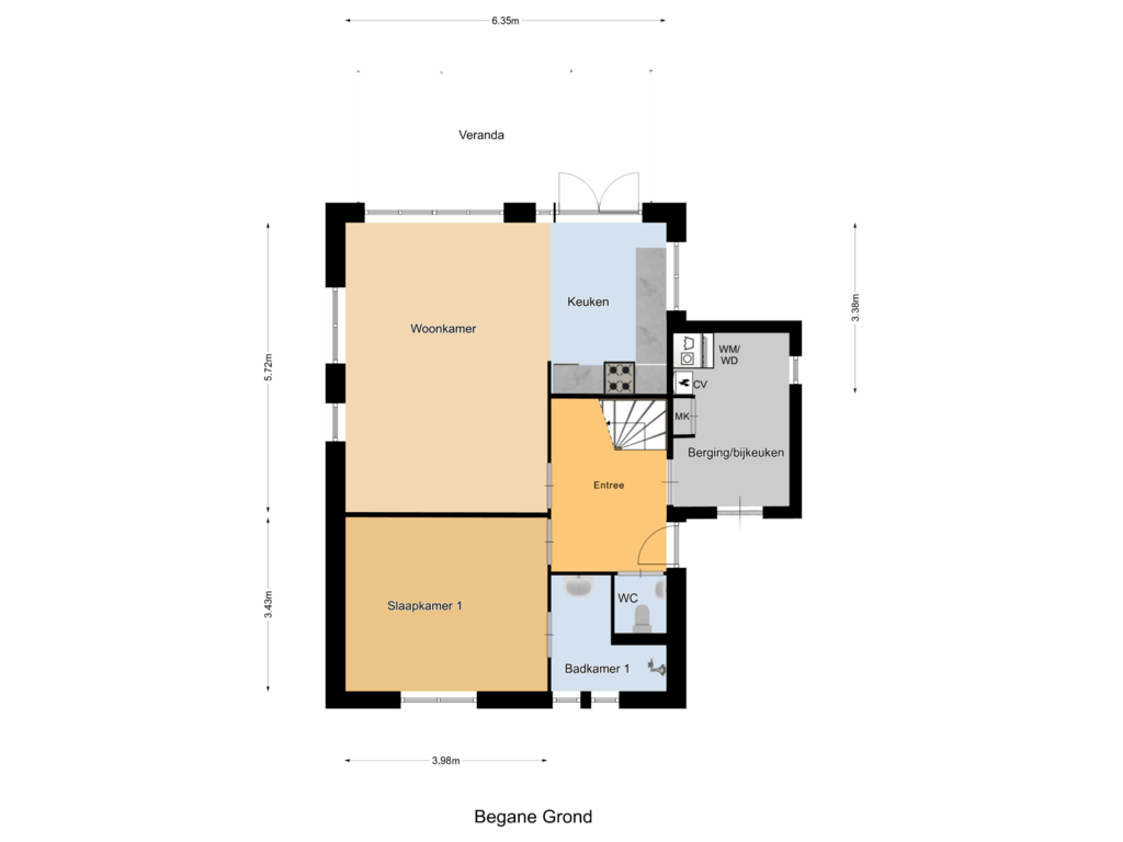 Bekijk plattegrond van Begane Grond van Raaijweg 25-126