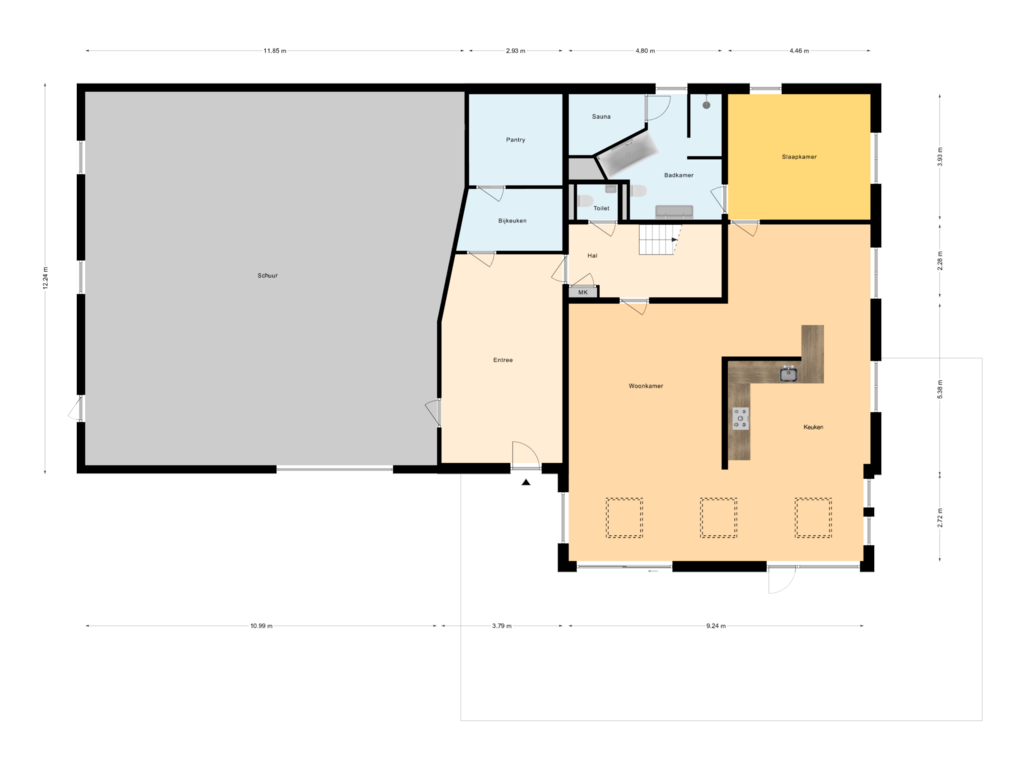 Bekijk plattegrond van Begane Grond van Schaapweg 1