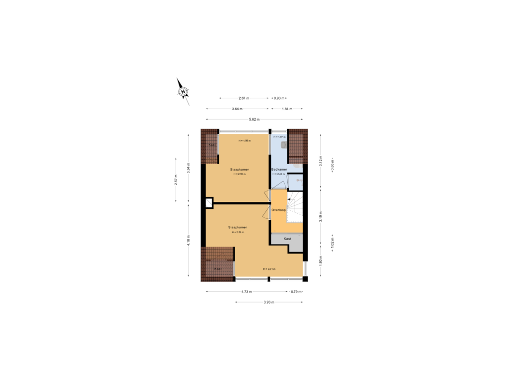 Bekijk plattegrond van 2e Verdieping van de Wittstraat 9