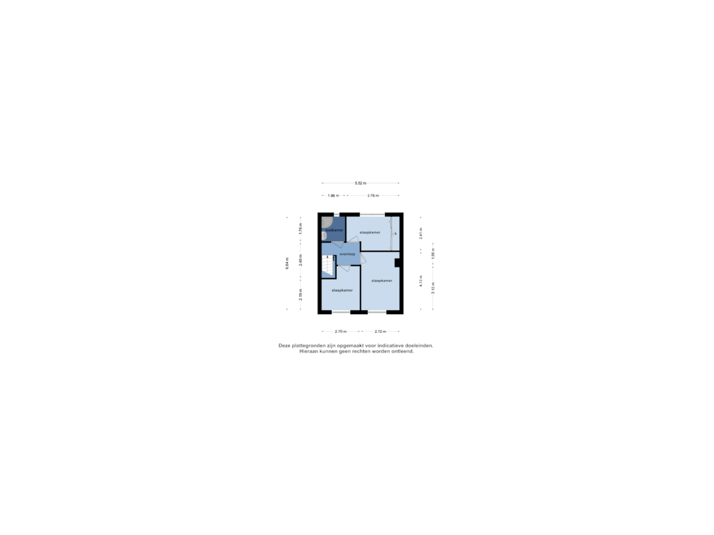 View floorplan of 1e verdieping of Nieuwe Schans 3-A