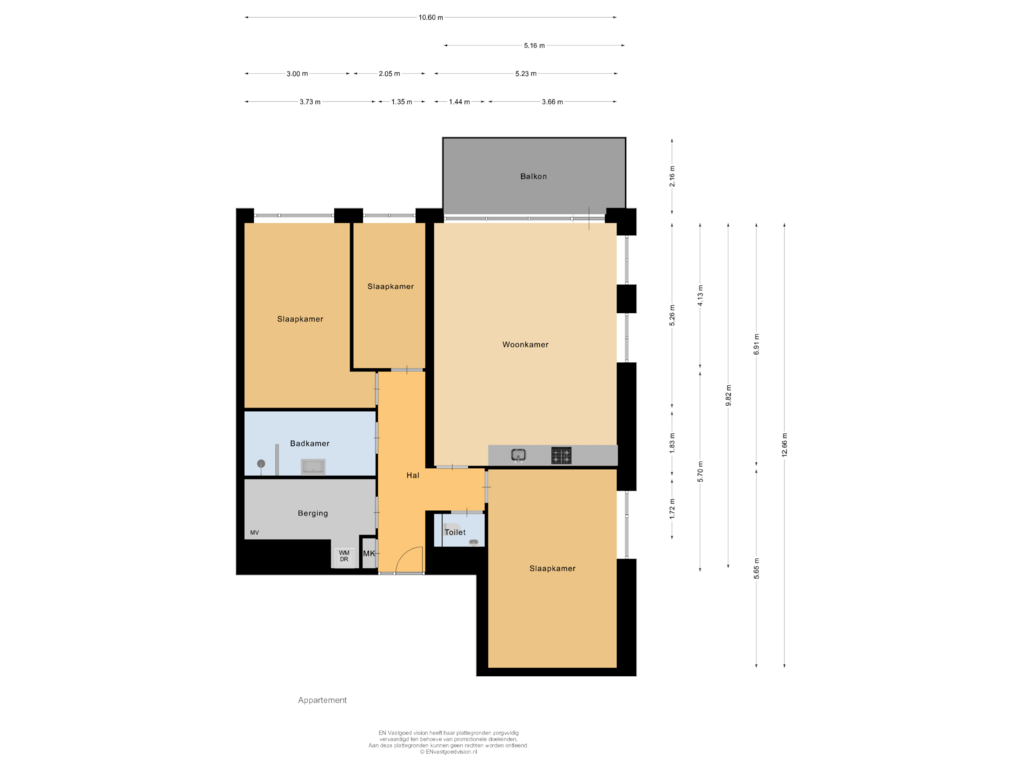 View floorplan of Appartement of 3-kamer appartement (Bouwnr. 440)