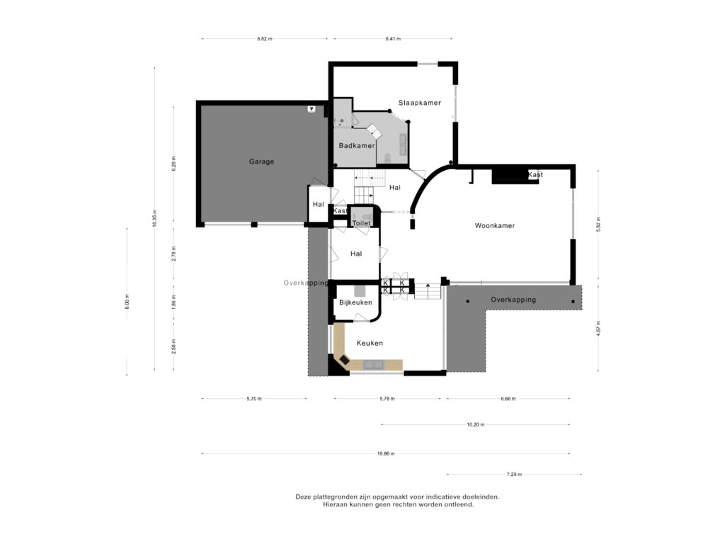 View floorplan of begane grond of Zwaanweg 12-R