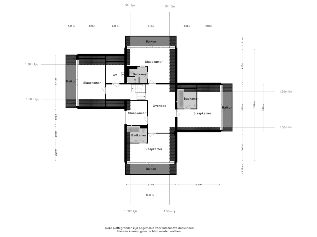 View floorplan of 1e verdieping of Zwaanweg 12-R