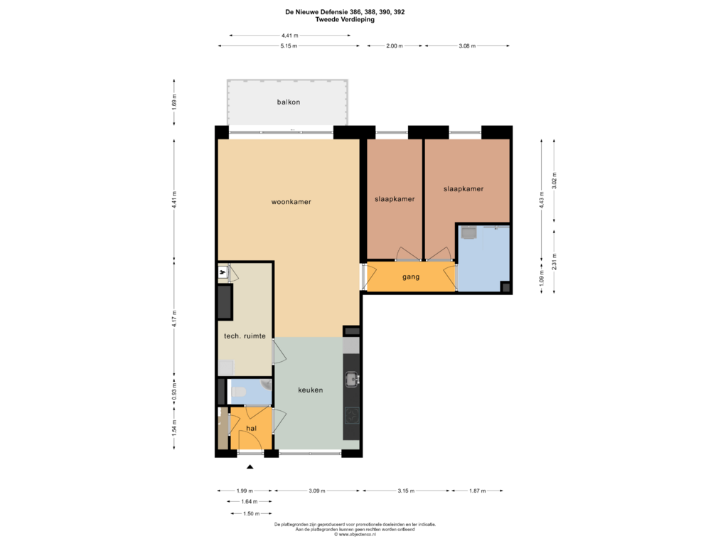 Bekijk plattegrond van Tweede Verdieping van De Nieuwe Defensie | Appartement L (Bouwnr. 388)