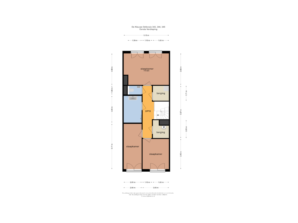 Bekijk plattegrond van Eerste Verdieping van De Nieuwe Defensie | Tuinwoning (Bouwnr. 345)