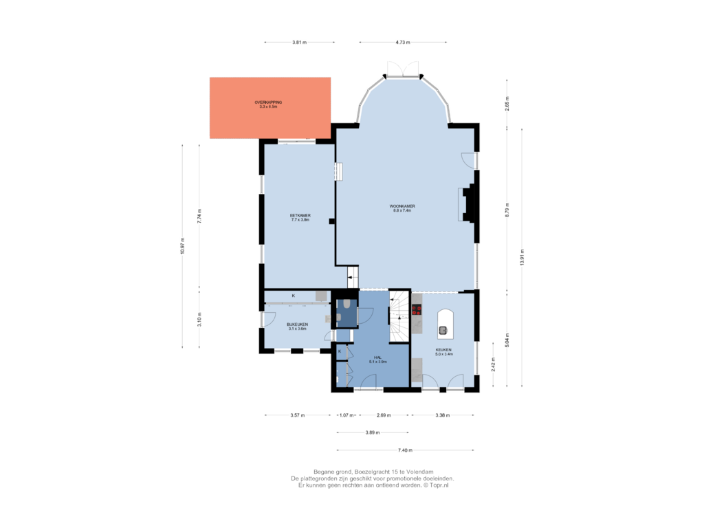 Bekijk plattegrond van Begane grond van Boezelgracht 15