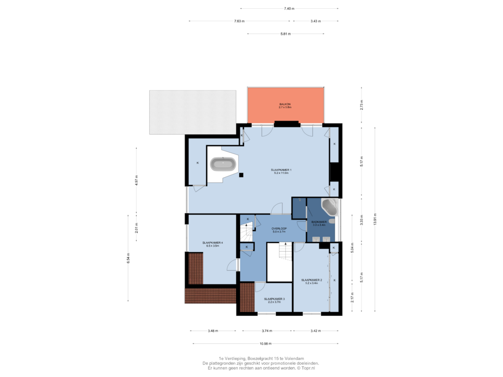 Bekijk plattegrond van 1e Verdieping van Boezelgracht 15