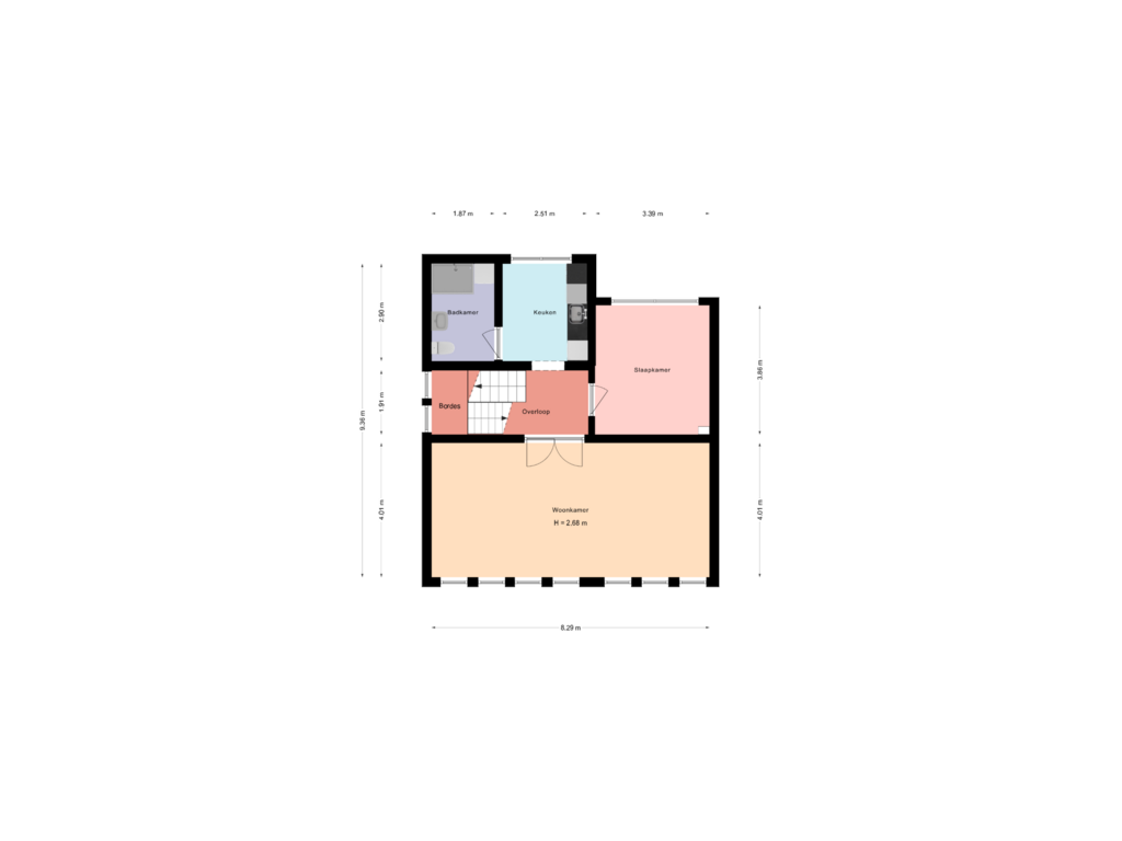 View floorplan of 1e Verdieping of Veldstraat 2