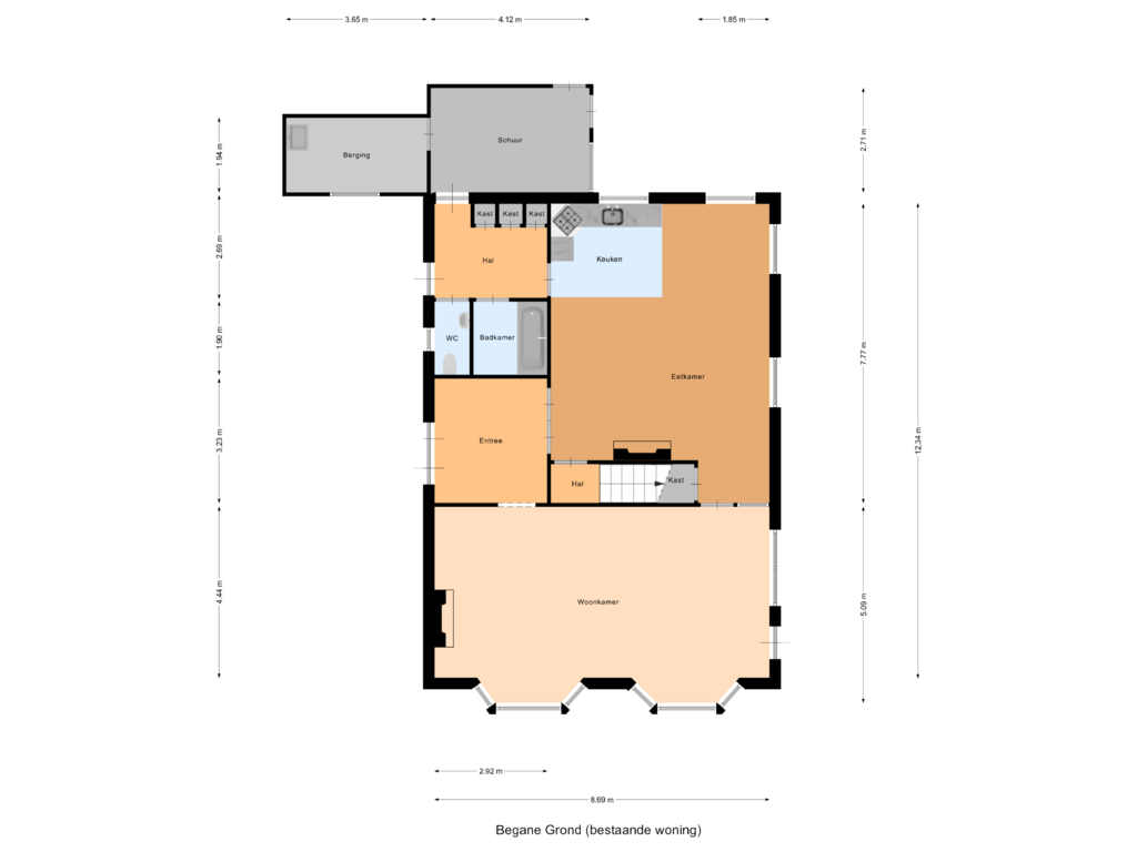 View floorplan of Begane Grond (bestaande woning) of Damweg 237