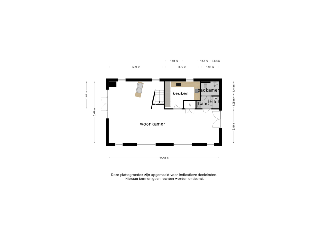 Bekijk plattegrond van Bijgebouw  1  - Begane grond van Dorpsstraat 55