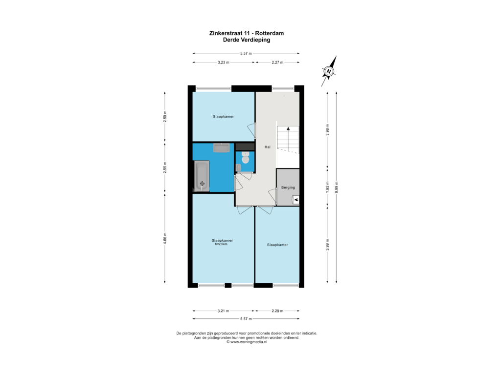 Bekijk plattegrond van Derde Verdieping van Zinkerstraat 11