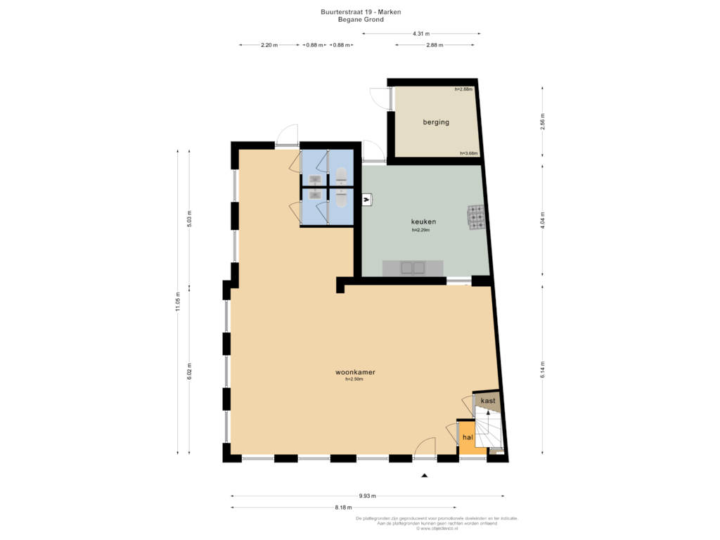 Bekijk plattegrond van BEGANE GROND van Buurterstraat 19