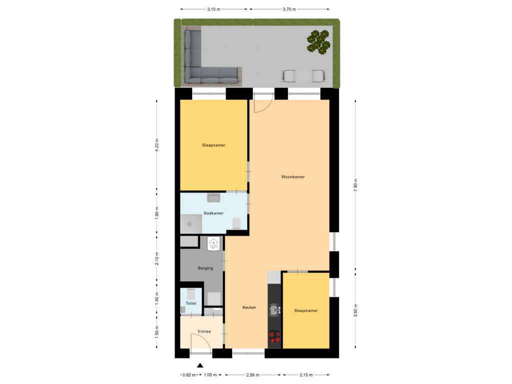 Bekijk plattegrond van Appartement 5 BG van Kloosterlaan 72