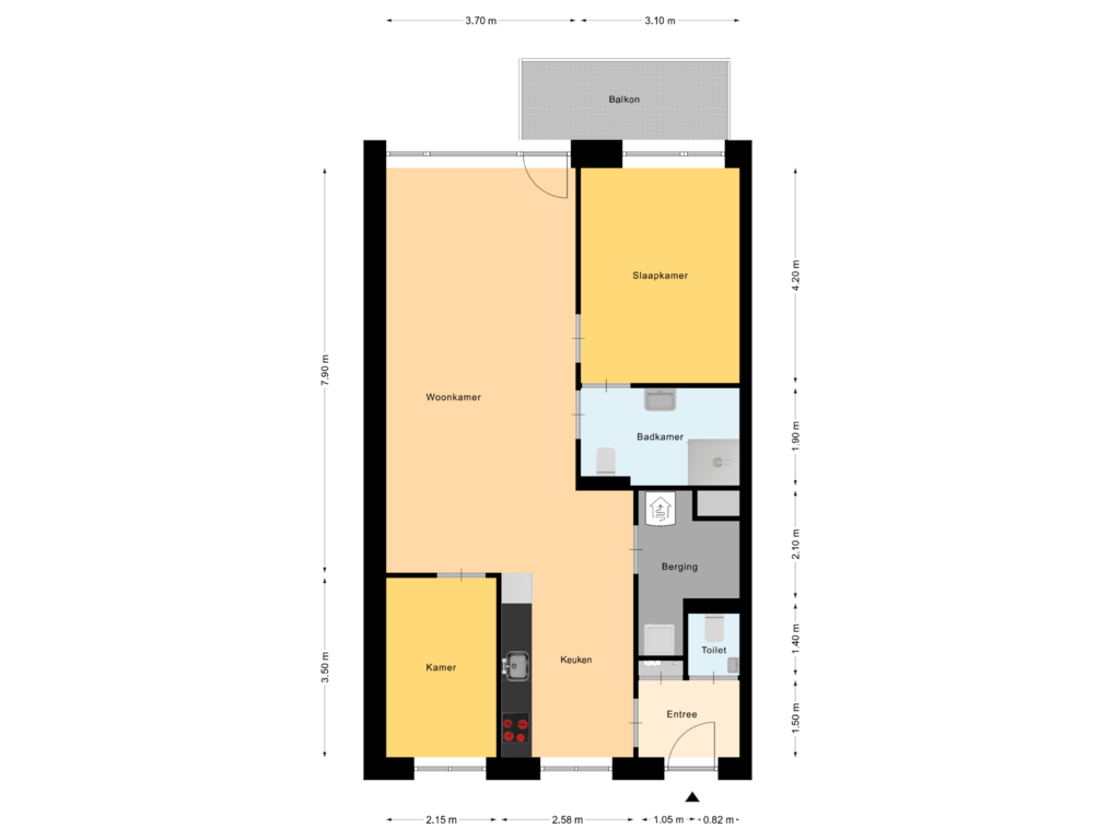 Bekijk plattegrond van Appartement 2 2eV van Kloosterlaan 88