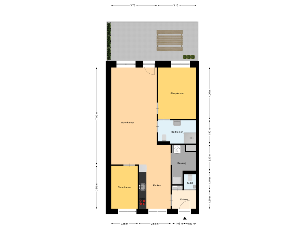 Bekijk plattegrond van Appartement 4 BG van Kloosterlaan 70