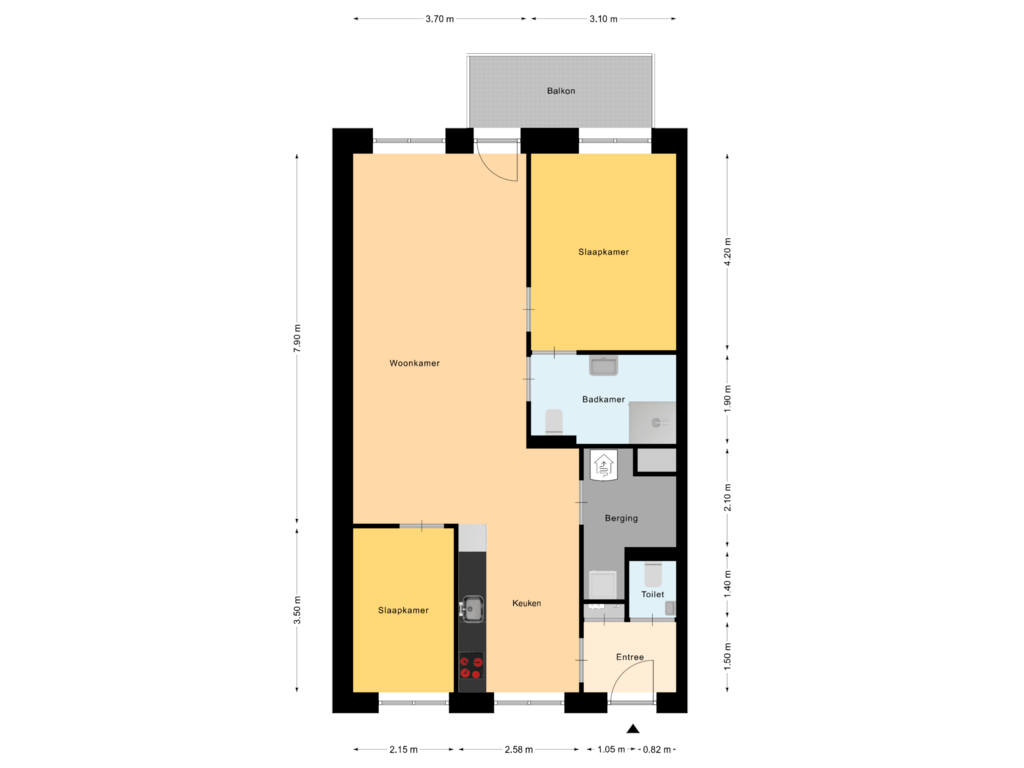 Bekijk plattegrond van Appartement 4 2eV van Kloosterlaan 92