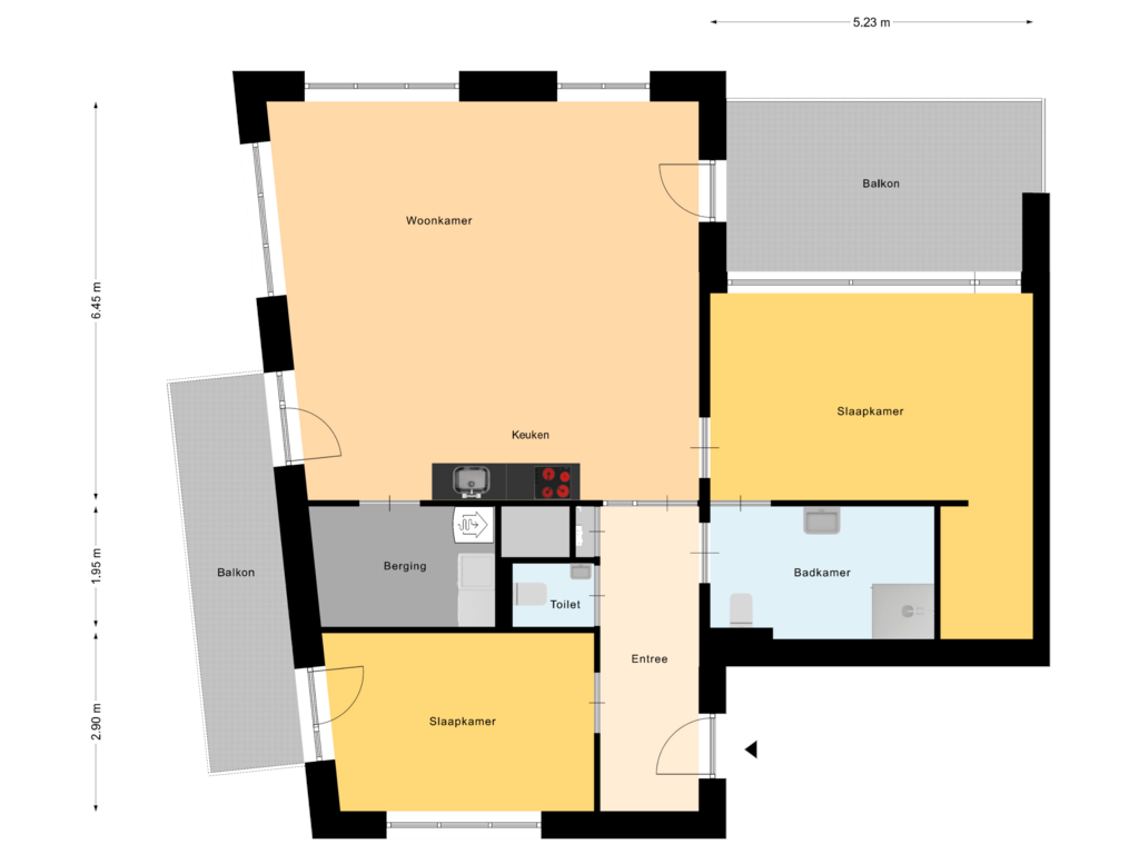 Bekijk plattegrond van Appartement 1 1eV van Kloosterlaan 76