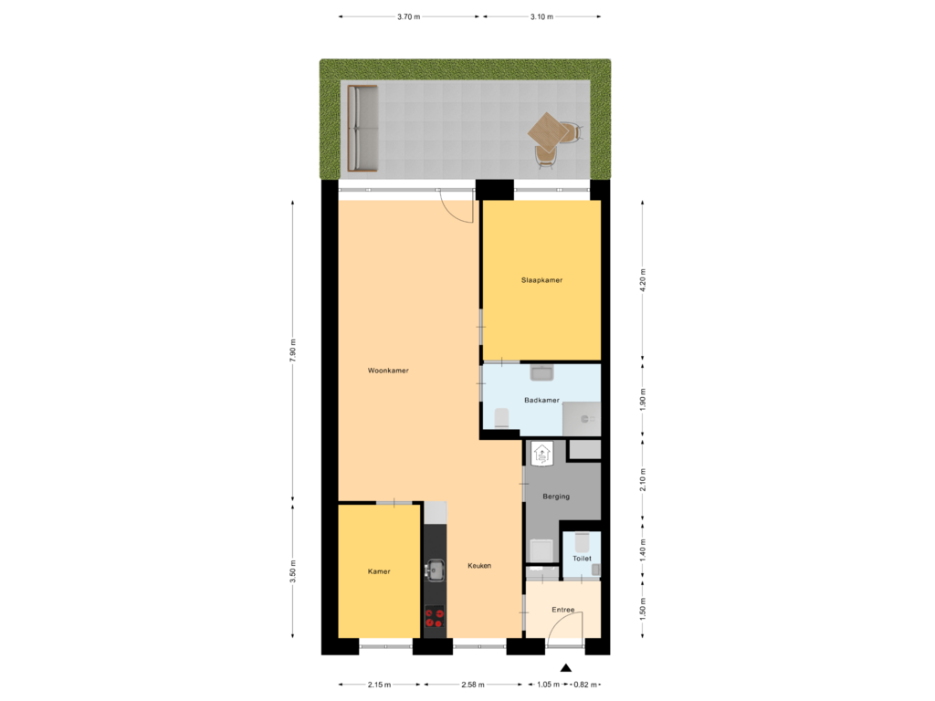 View floorplan of Appartement 2 BG of Kloosterlaan 66