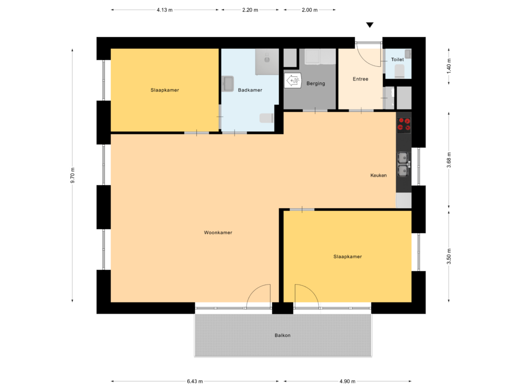 Bekijk plattegrond van Appartement 6 1eV van Kloosterlaan 74