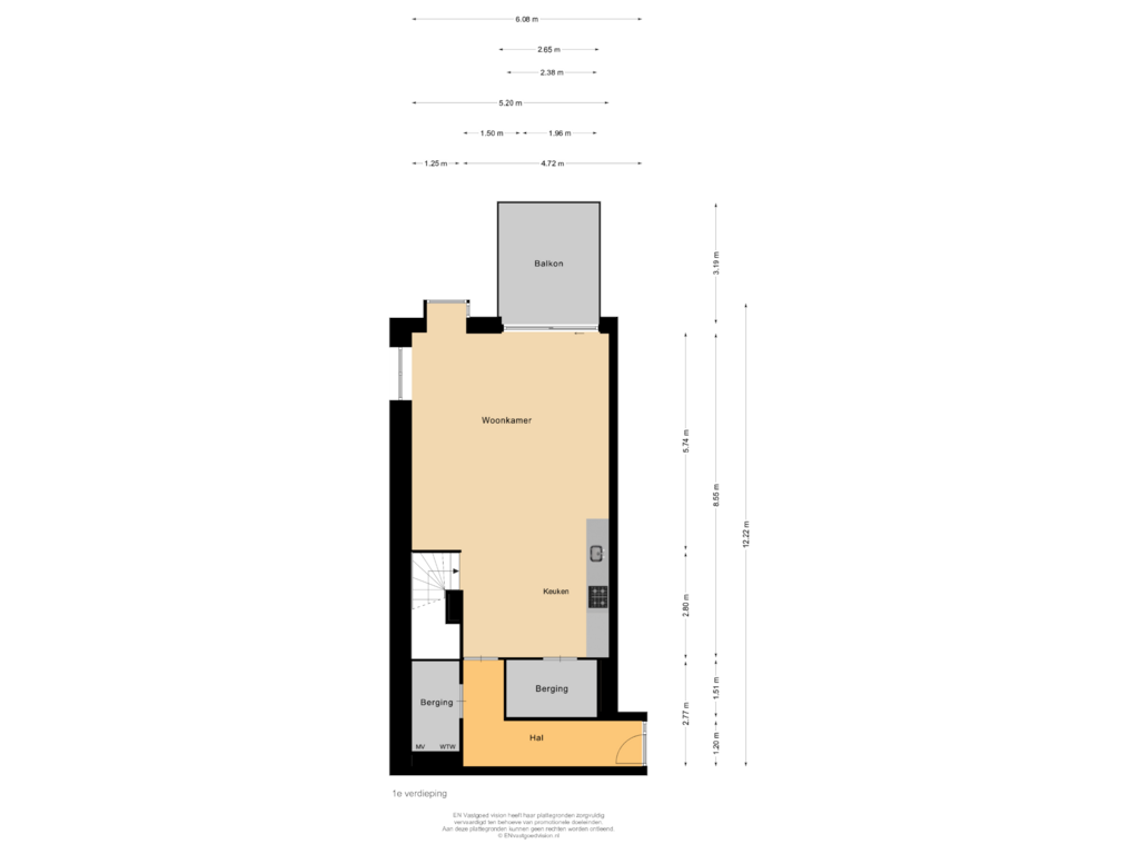 View floorplan of 1e verdieping of Waterwoning (Bouwnr. 1144)