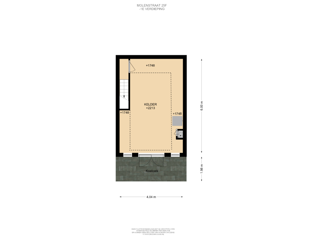 Bekijk plattegrond van -1E Verdieping van Molenstraat 25-F