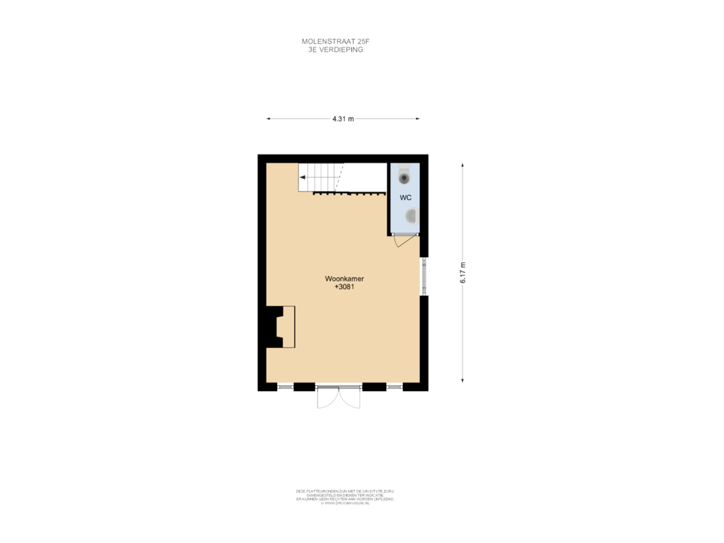 Bekijk plattegrond van 3E Verdieping van Molenstraat 25-F