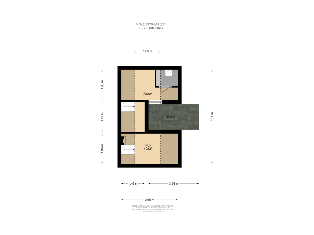 Bekijk plattegrond van 4E Verdieping van Molenstraat 25-F