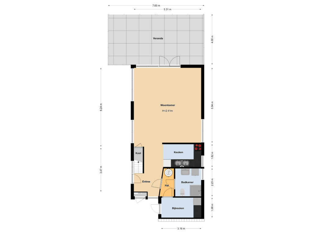 Bekijk plattegrond van Begane grond van Herenweg 242-R37